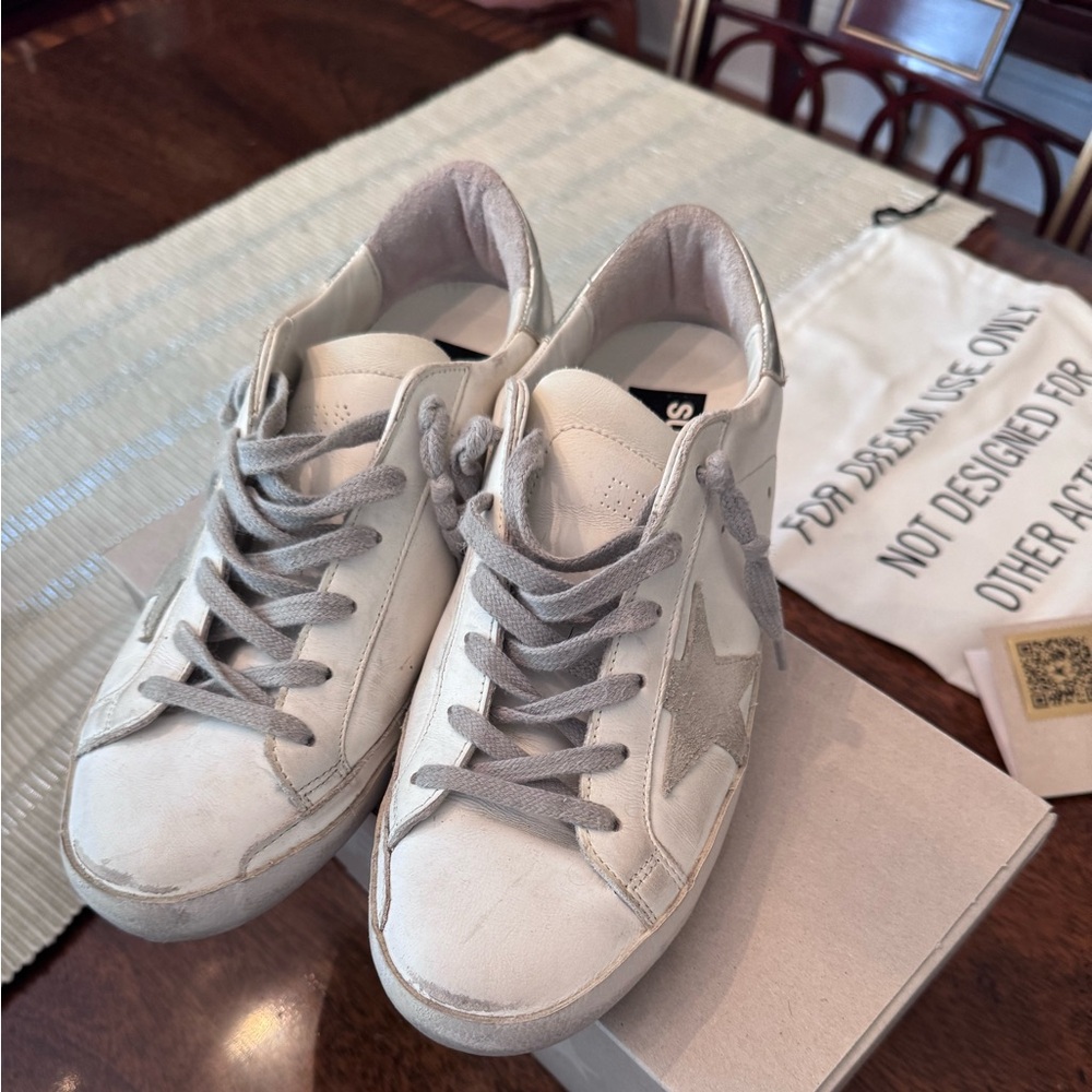 Authentic Golden Goose Cream Super Star Sneakers - size 39